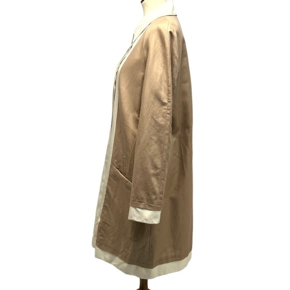 See By Chloe Tan & Cream Natural Flax Cotton Button Front Casual Jacket Coat 12 - Picture 8 of 13